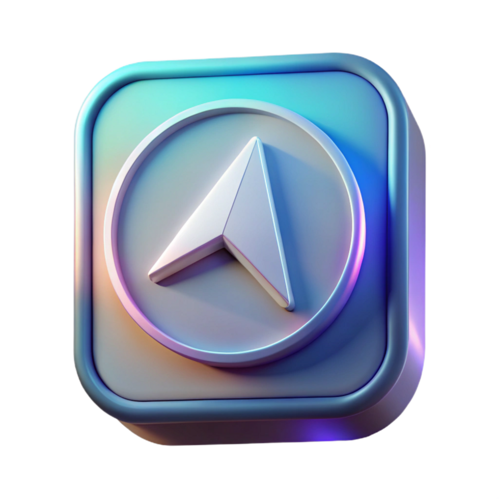 extraordinary contemporary Holographic Guide App Icon Transparent Background Navigational Symbol detailed png