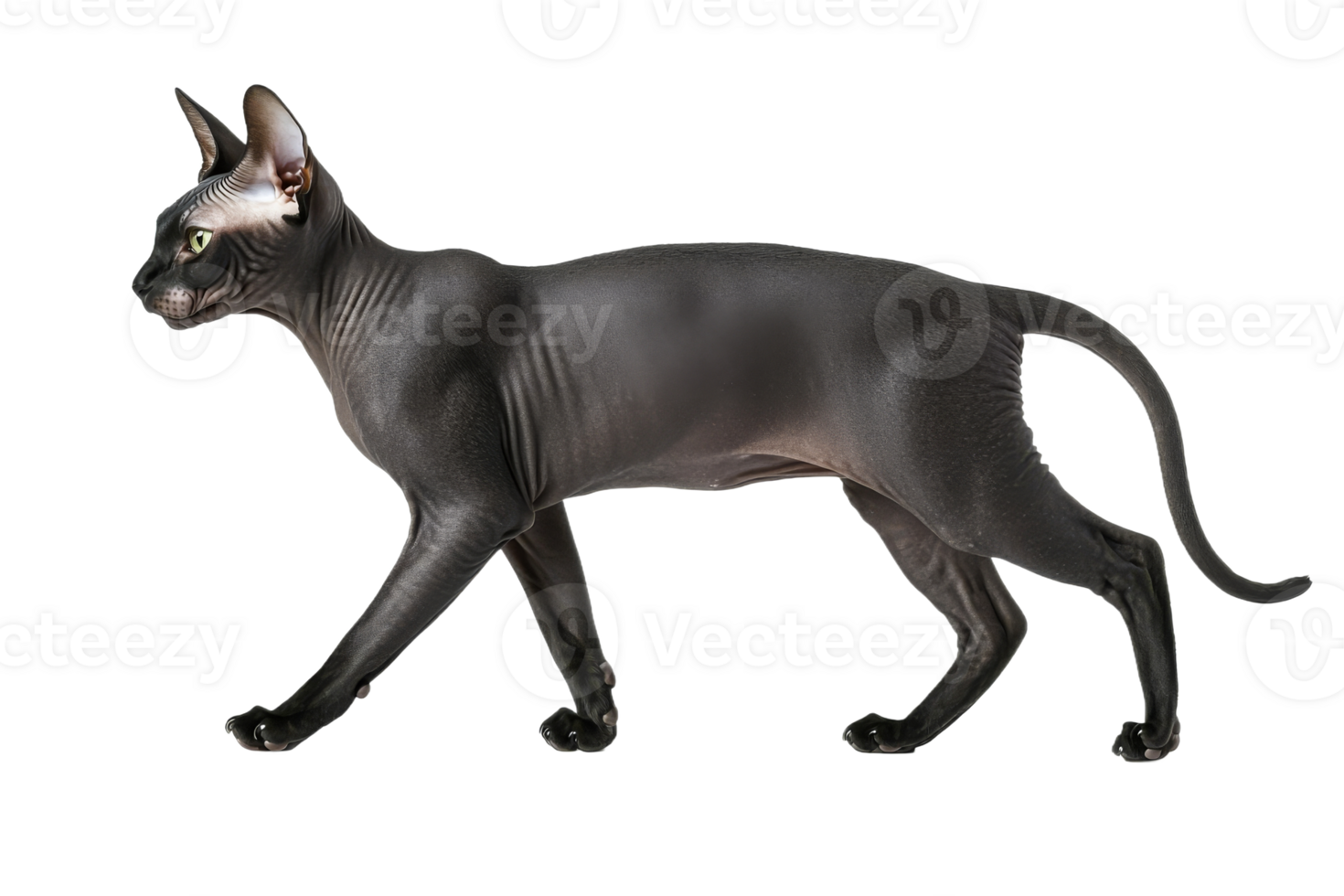 Confident black cat striding forward png