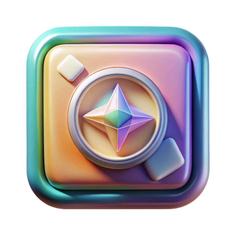 wonderful minimalist Holographic Guide App Set Transparent Background Exploration Icons premium png