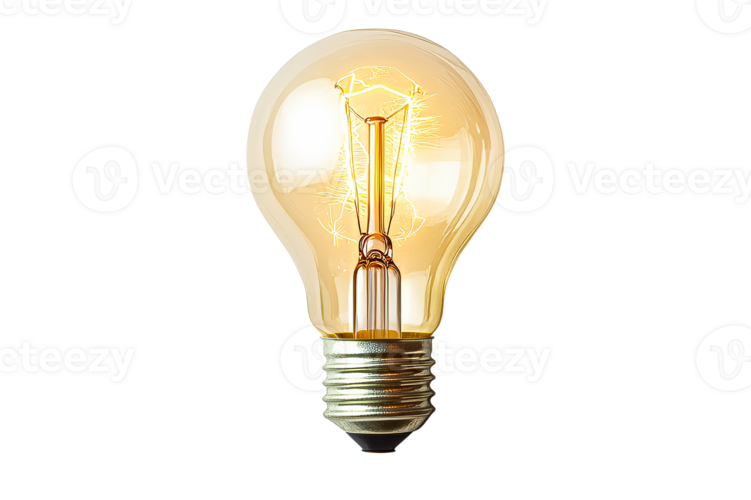 Vintage style glowing light bulb png