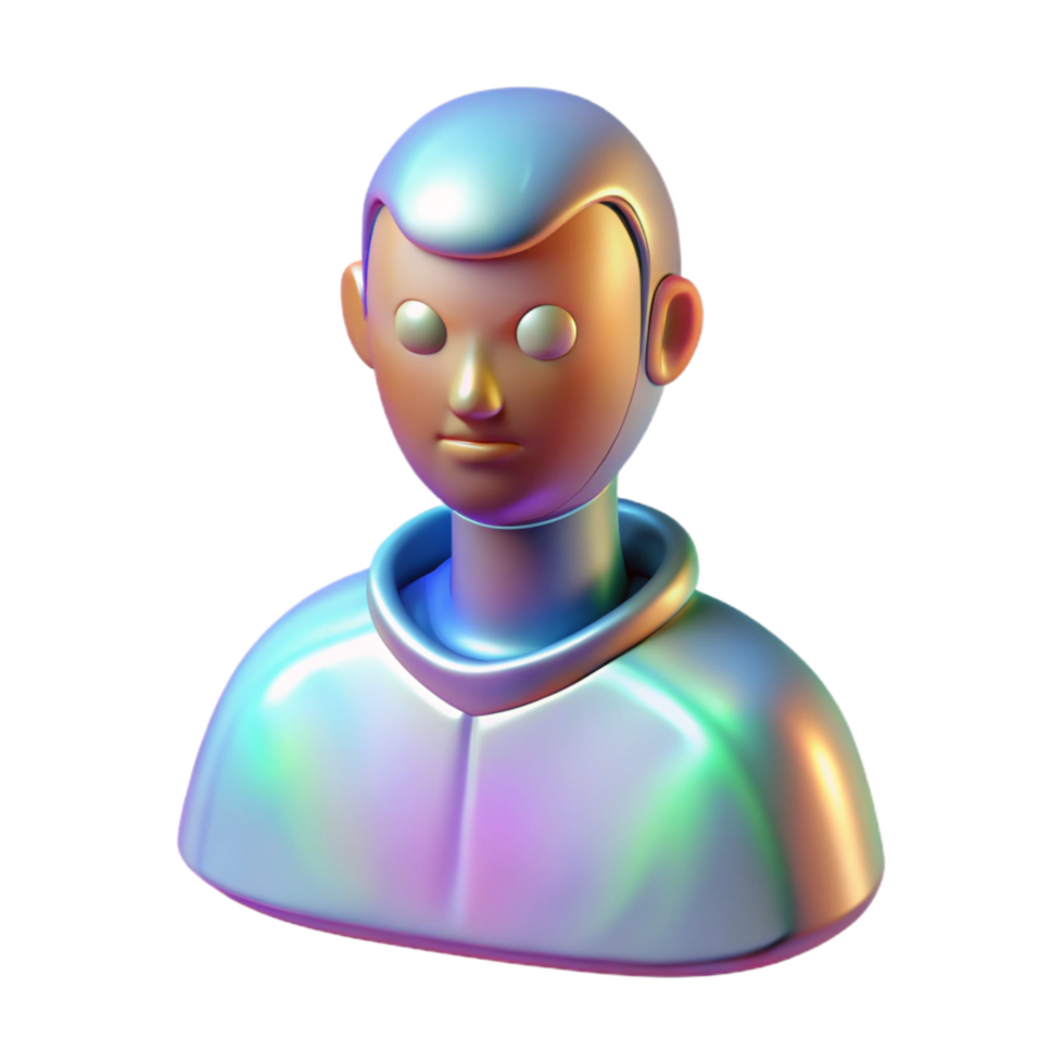 dramatic modern Holographic Guide Avatar Transparent Background Isometric View original png