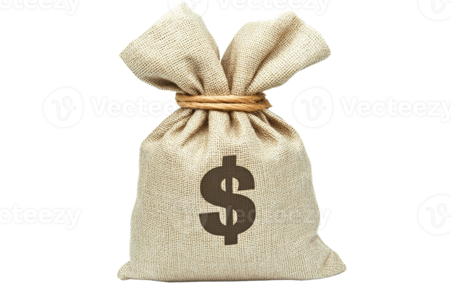 Burlap sack symbolizes wealth in a simple design png