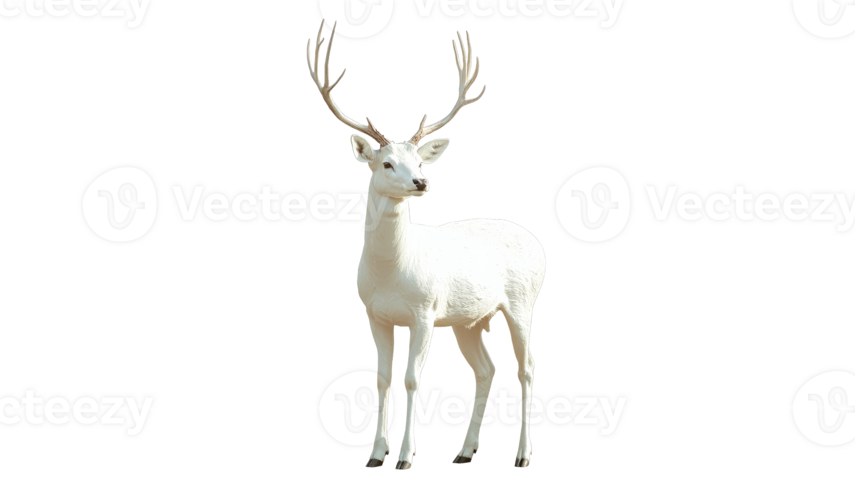 White deer standing majestically in bright light png