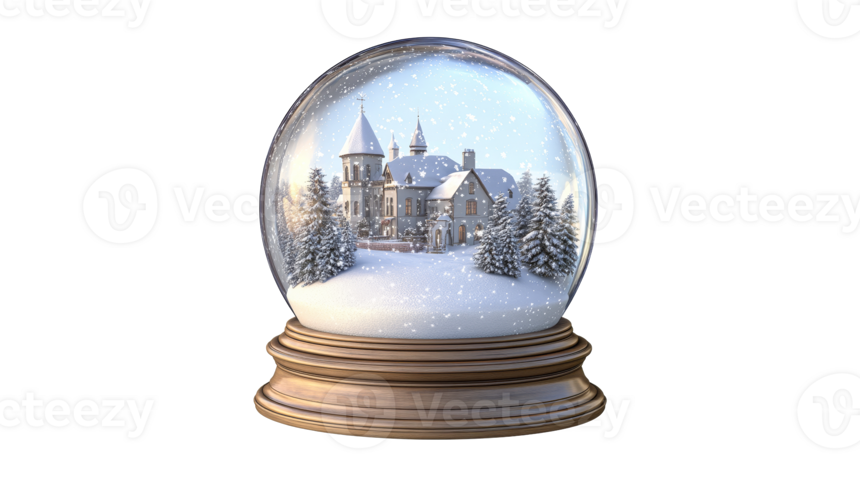 Snow globe capturing a winter wonderland scene png