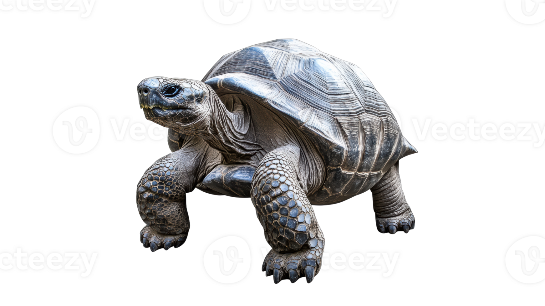 Large tortoise walking on a transparent background png