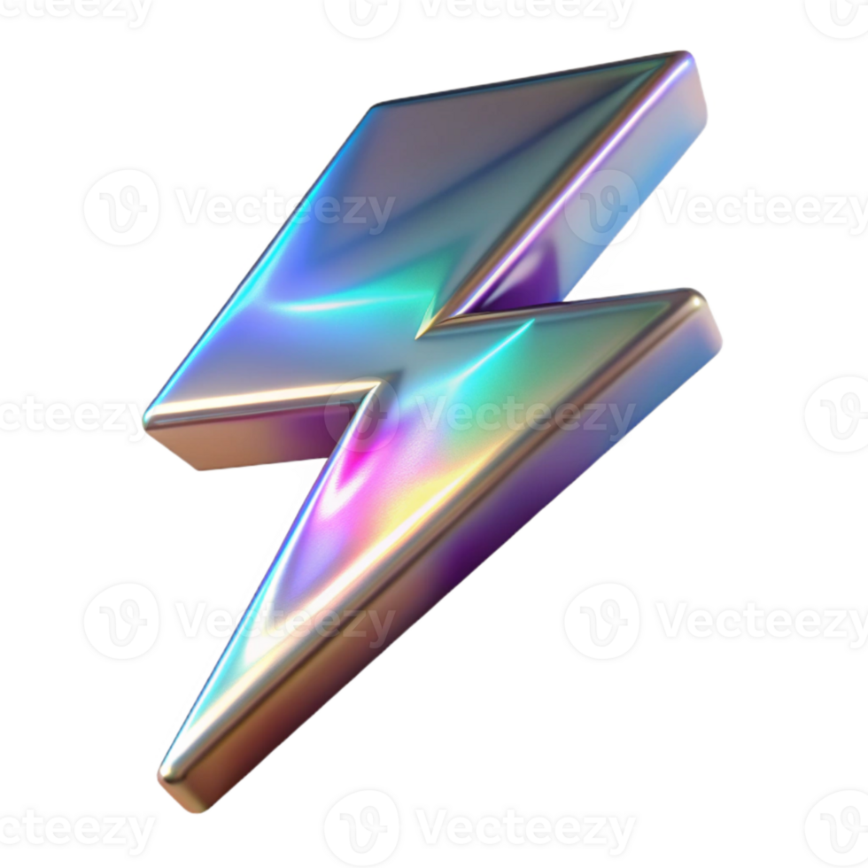 stunning vintage Holographic Lightning Bolt Isolated with Jagged Shape authentic png