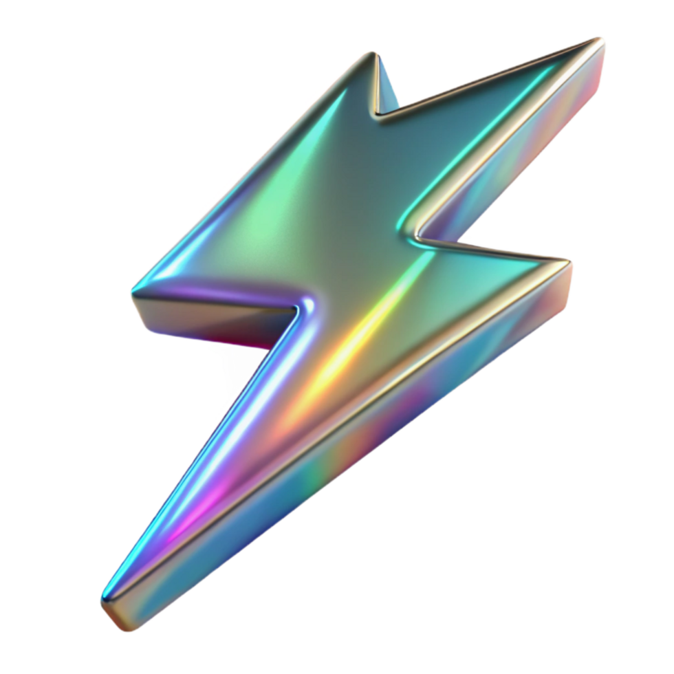extraordinary abstract Holographic Lightning Bolt Isolated with Jagged Shape professional png