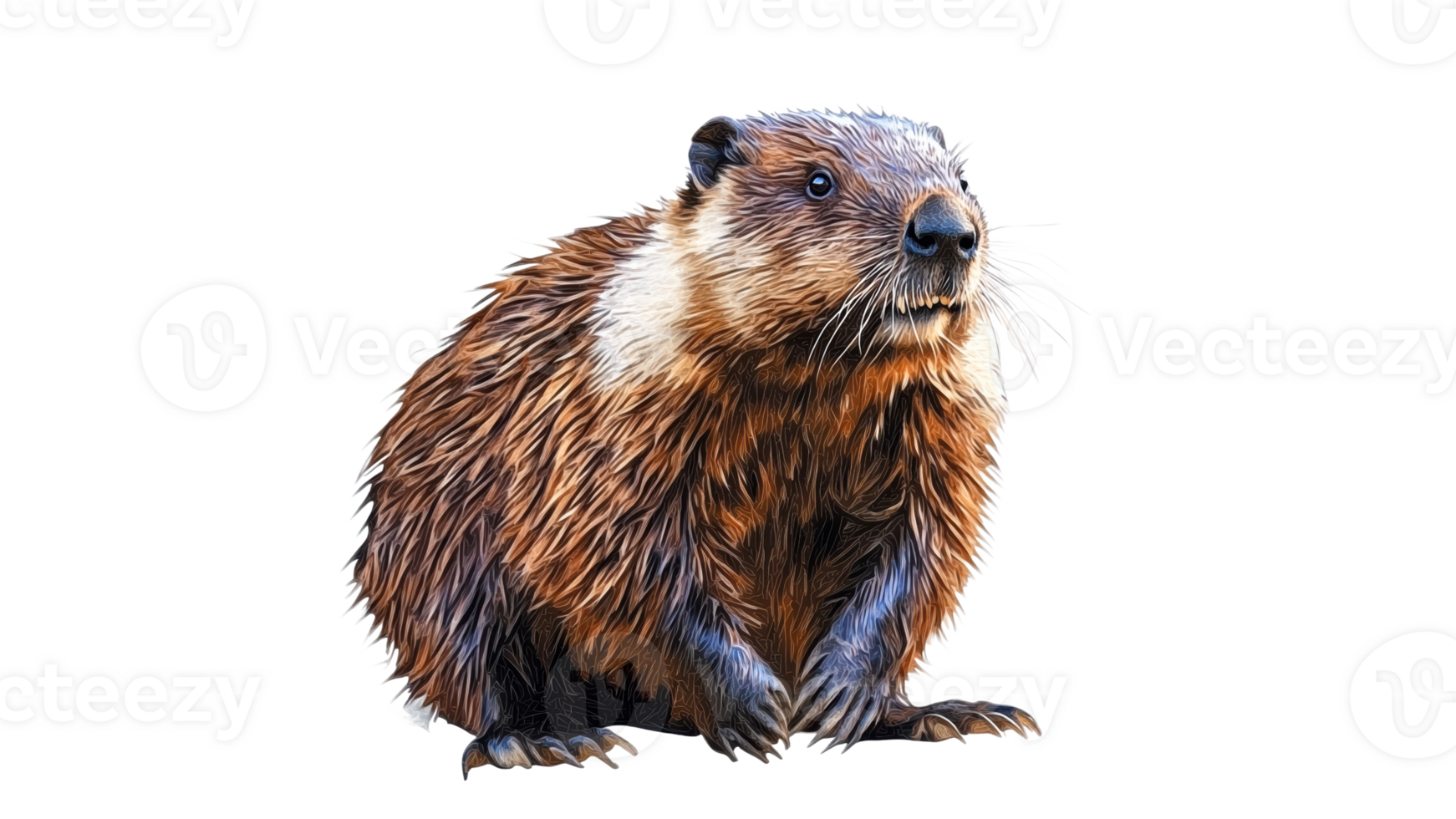 Beaver posed naturally on the ground png