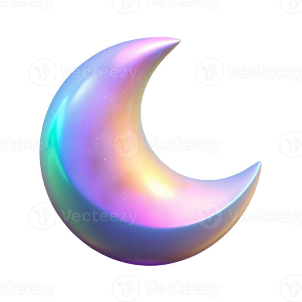 vibrant abstract Holographic Moonlight Isolated with Soft Glow authentic png