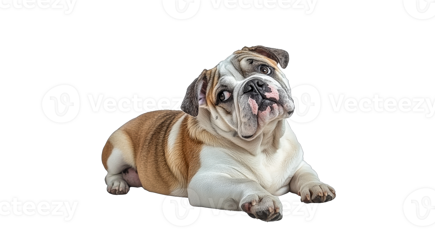 Bulldog relaxing in a cozy indoor setting png