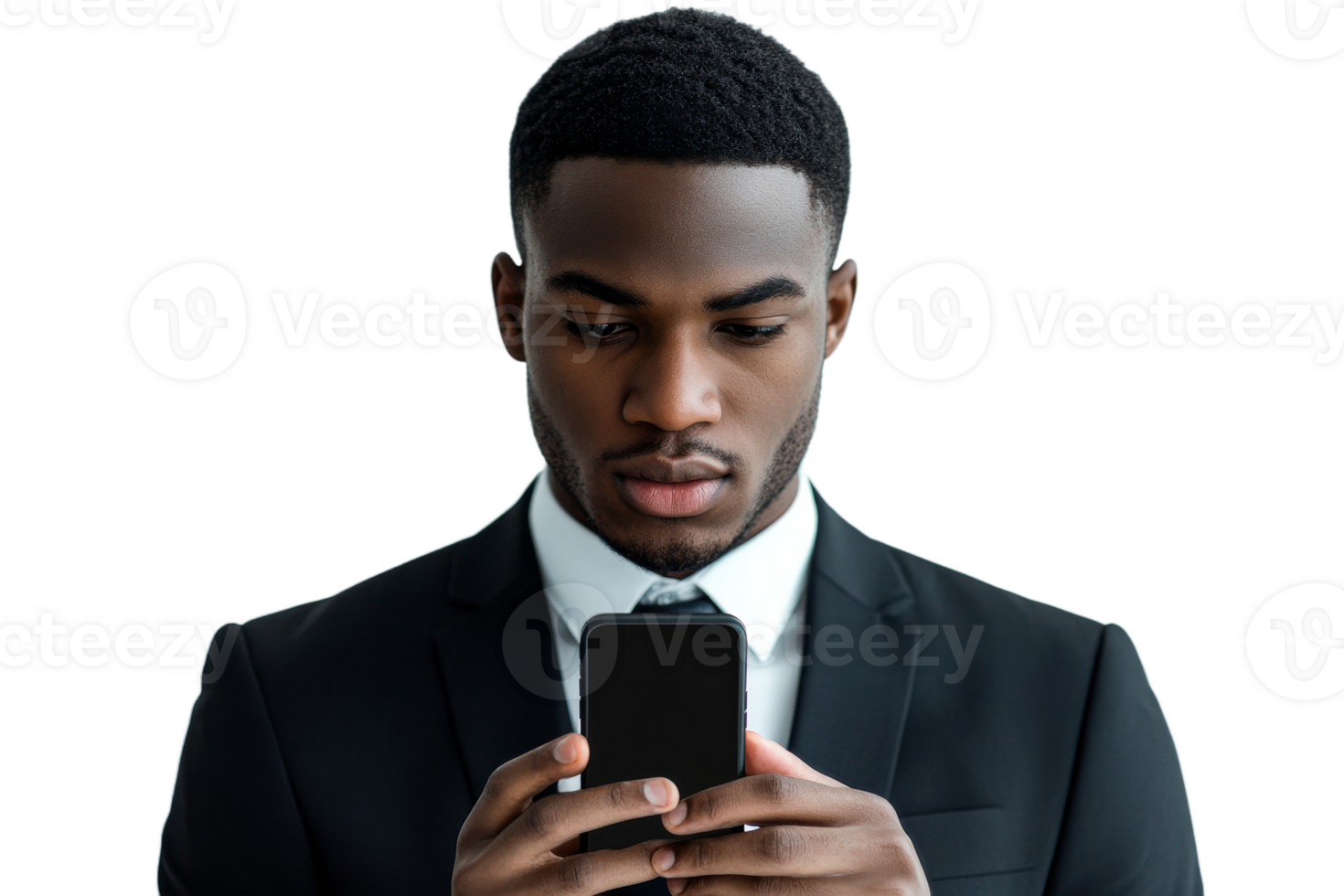 Formal man using smartphone png