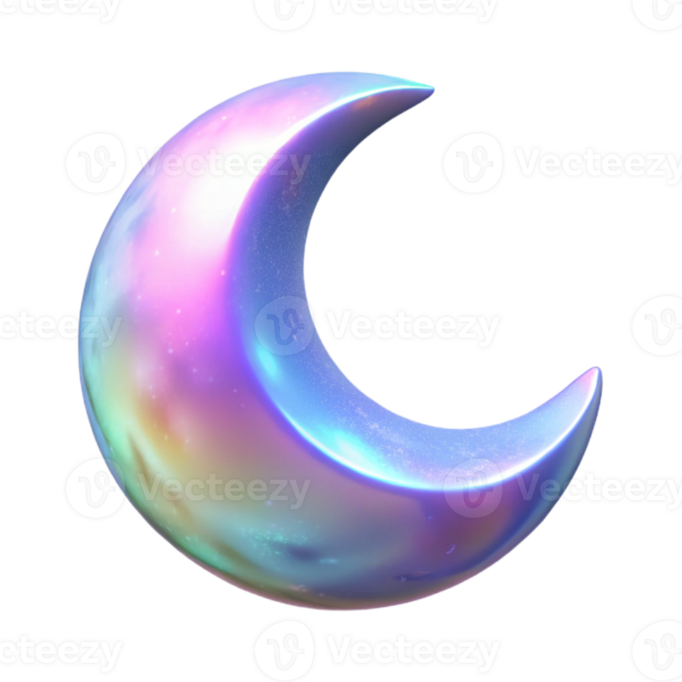 extraordinary contemporary Holographic Moonlight Isolated with Soft Glow detailed png