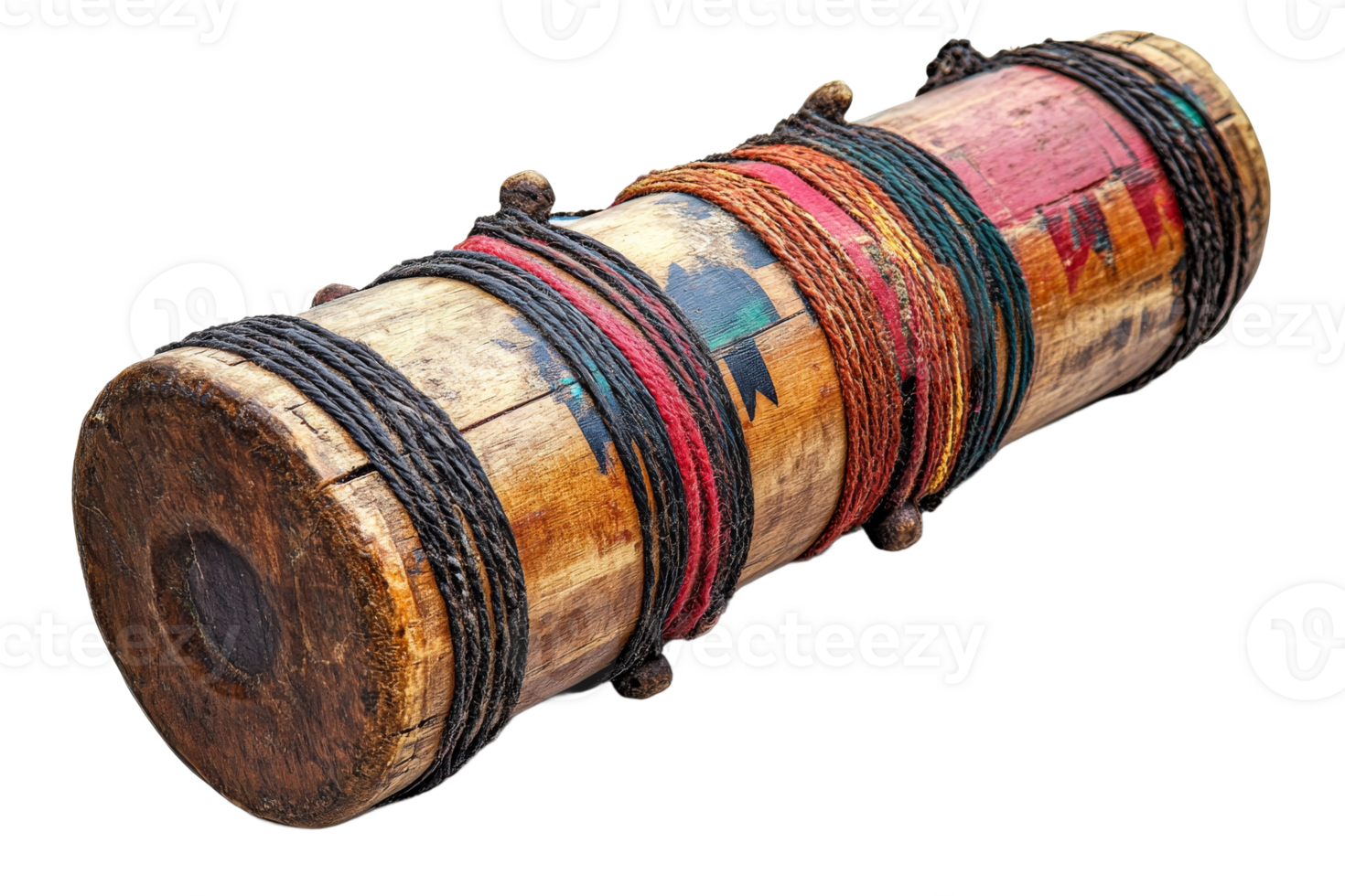 Colorful wooden drum with strings png