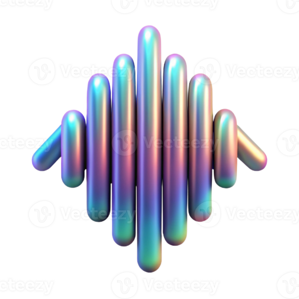 elegant abstract Holographic Music Visualizer Sound Waves Isolated genuine png