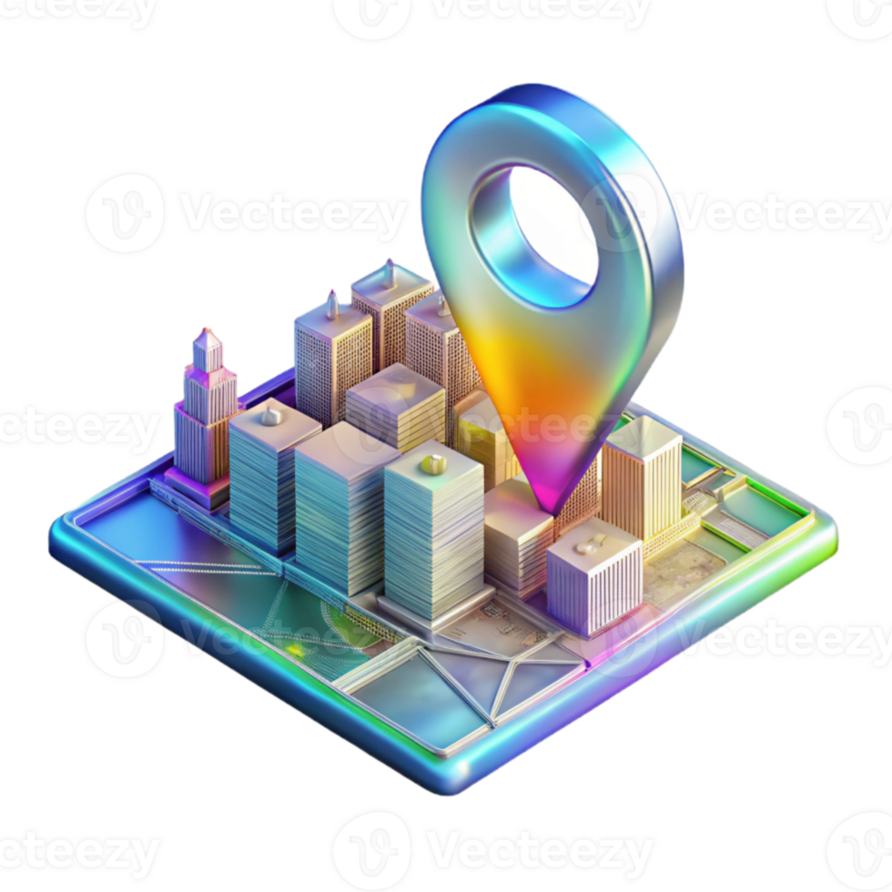 vibrant artistic Holographic Navigation Map City View Cutout original png