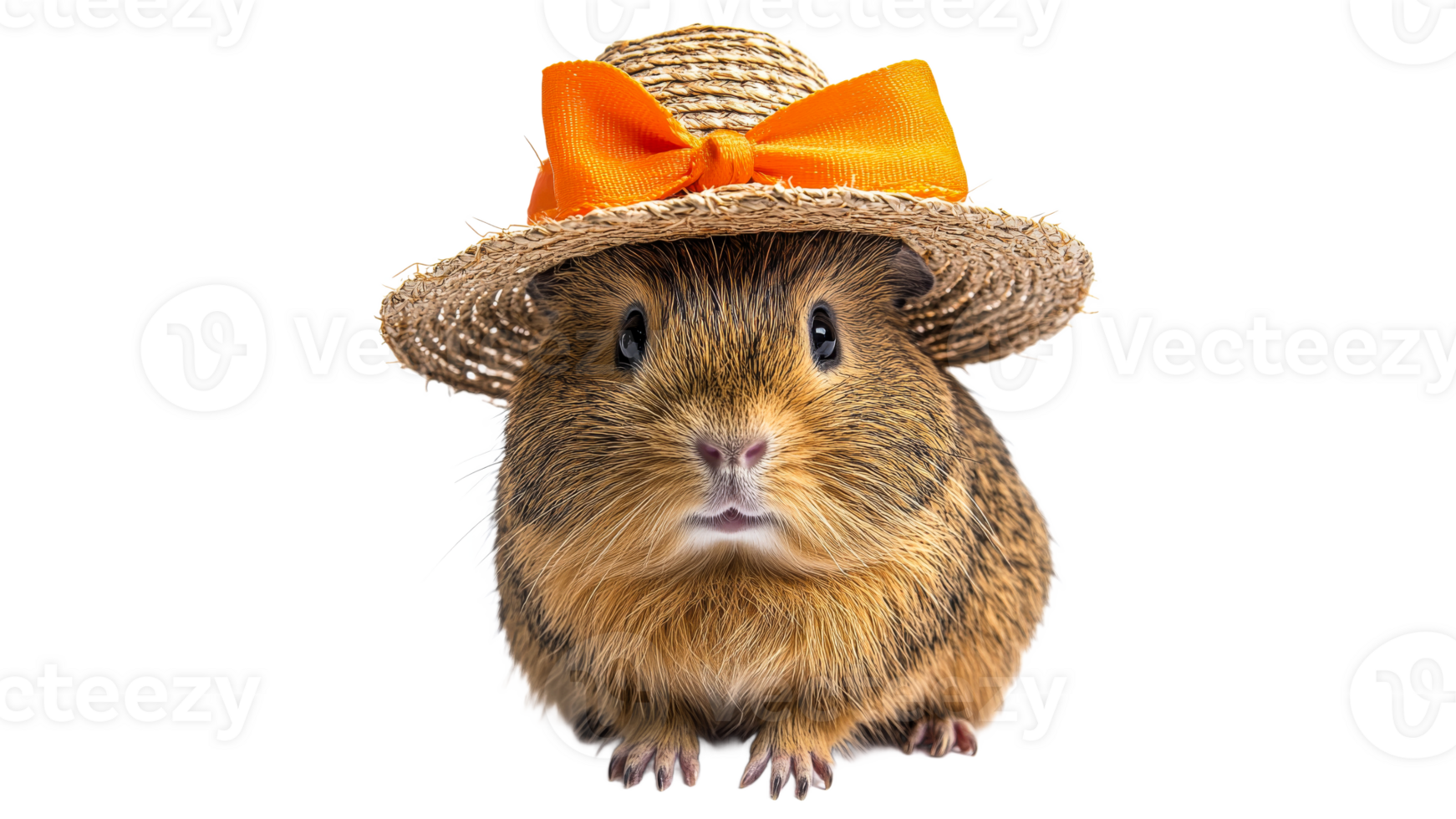 Adorable guinea pig wearing a straw hat png