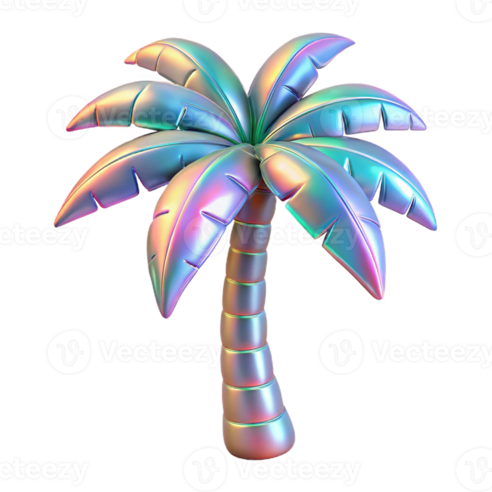 beautiful creative Holographic Palm Tree Cutout with Frond Detail high resolution png