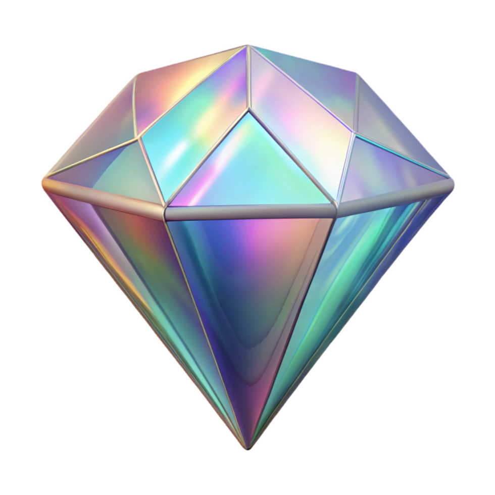 elegant contemporary Holographic Pattern on Transparent Background Diamond authentic png