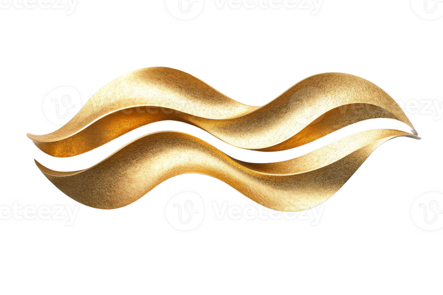 Abstract design of golden waves in flowing motion png