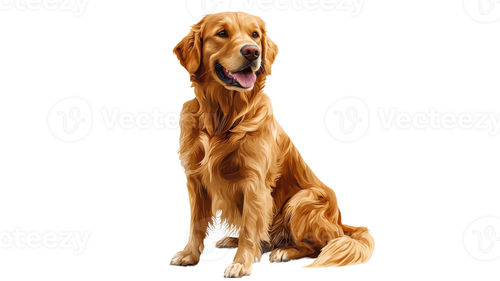 Happy golden retriever on transparent background png