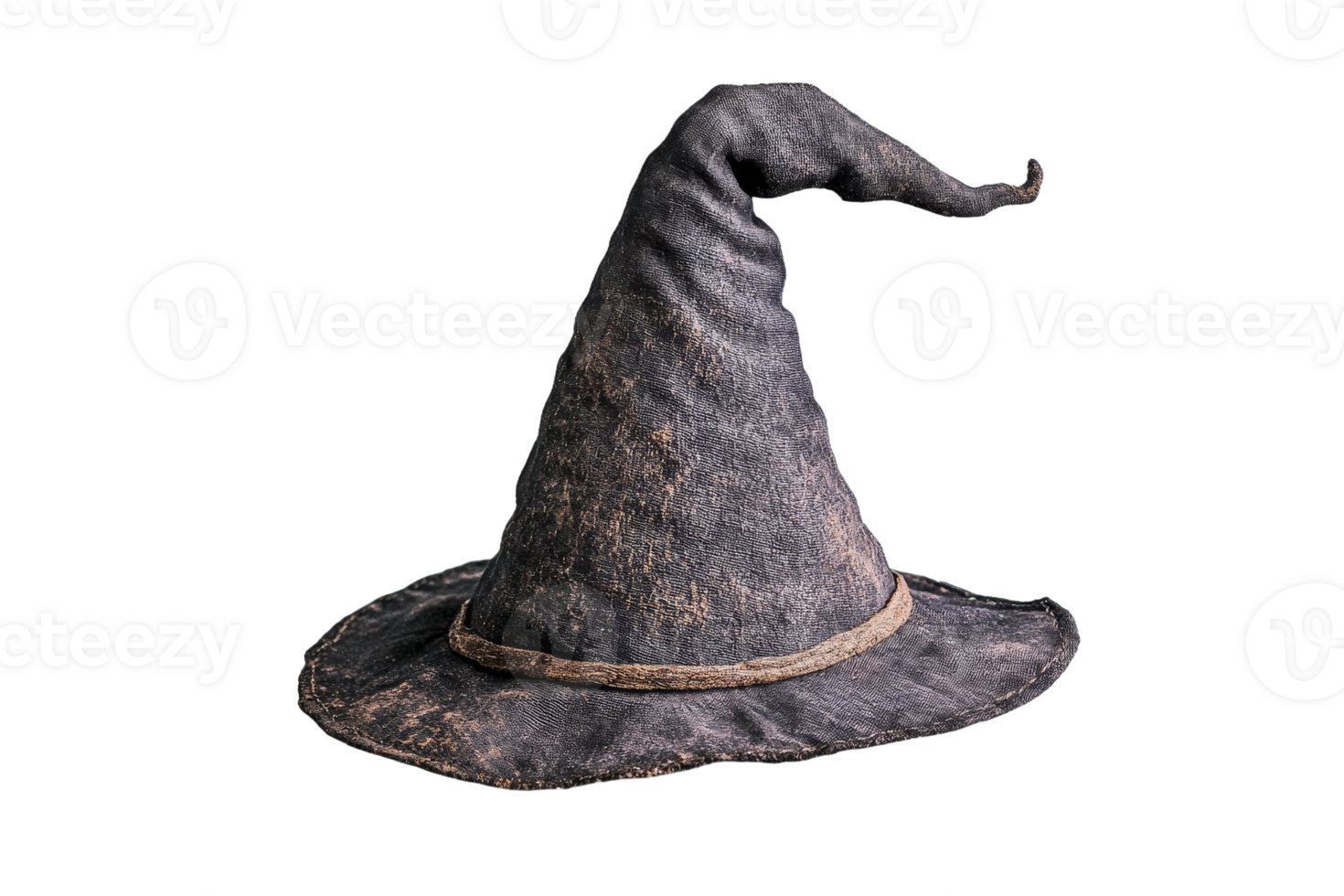 Vintage wizard hat made of dark fabric png