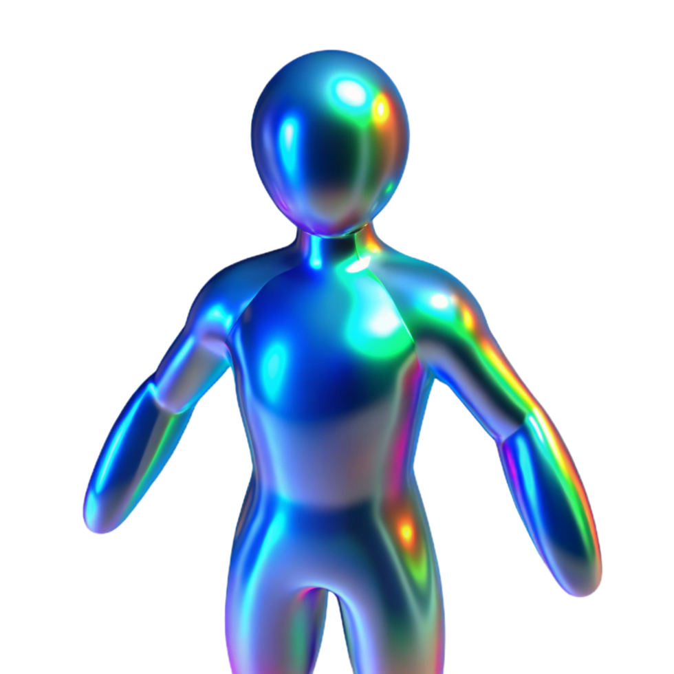 vibrant creative Holographic Projection Human Figure Blue Light Cutout authentic png