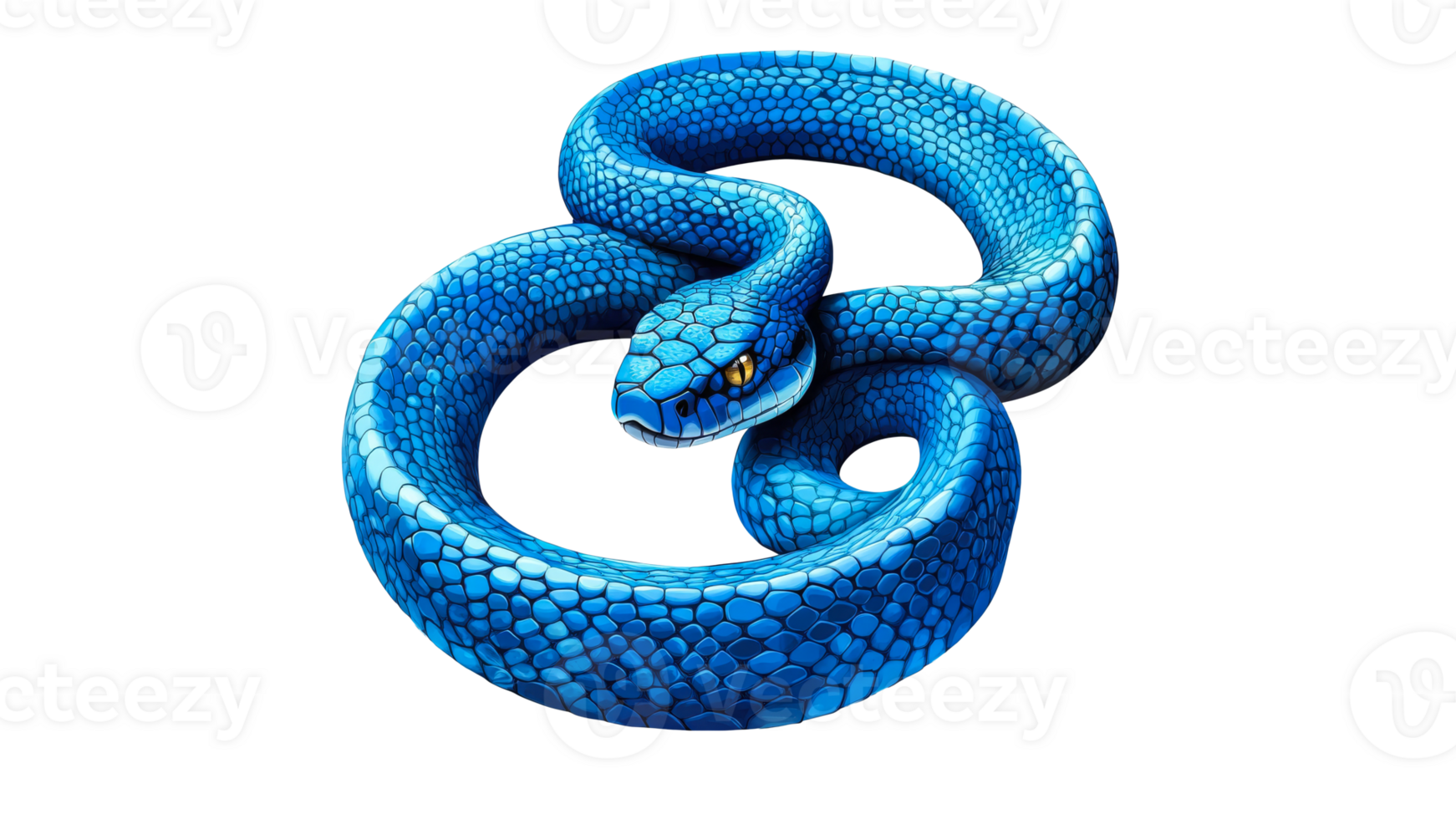Blue snake coiled in an artistic pose png