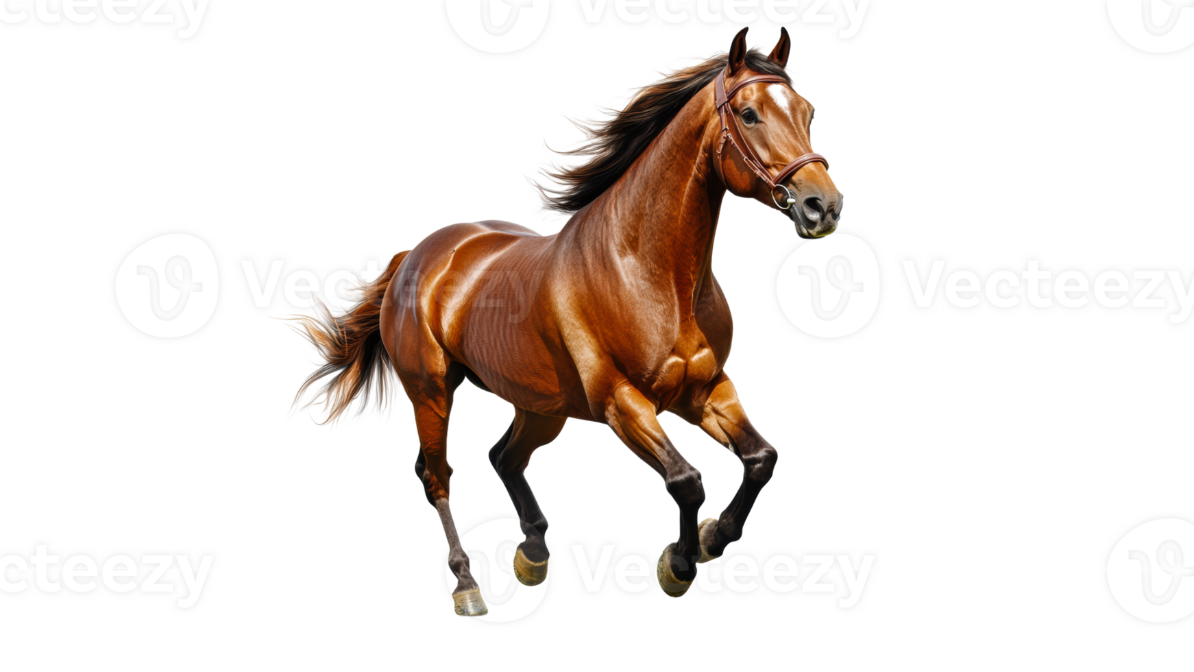Majestic brown horse running freely in open space png