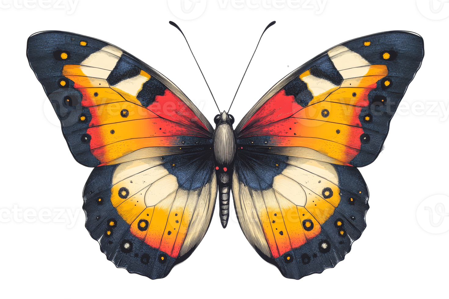 Colorful butterfly with intricate wing patterns transparent png