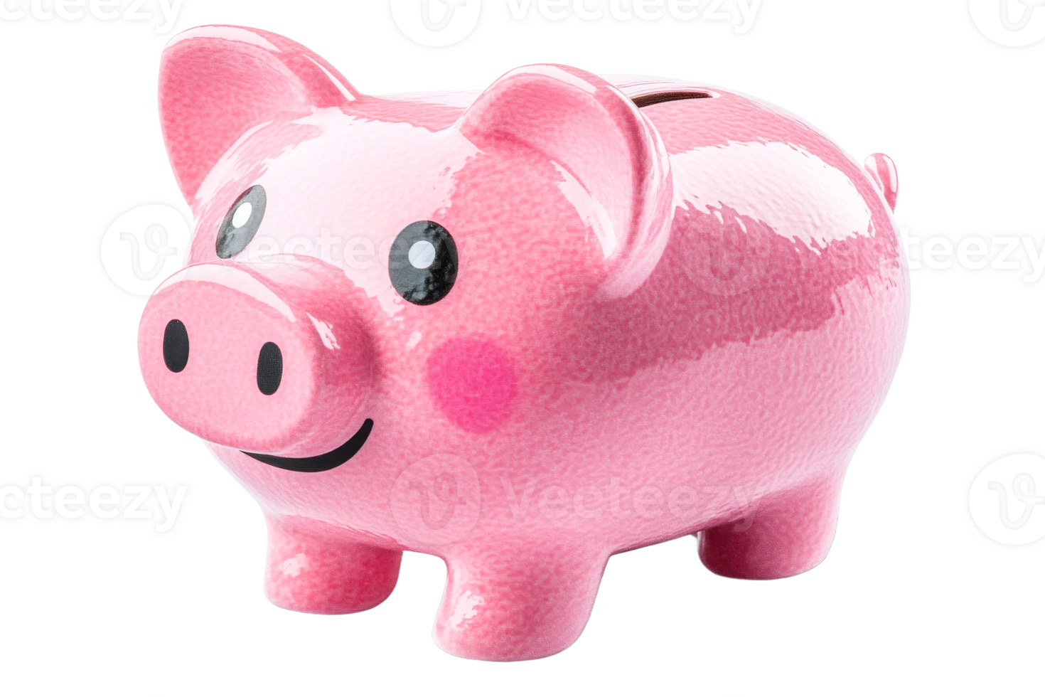 Decorative pink piggy bank for saving coins png
