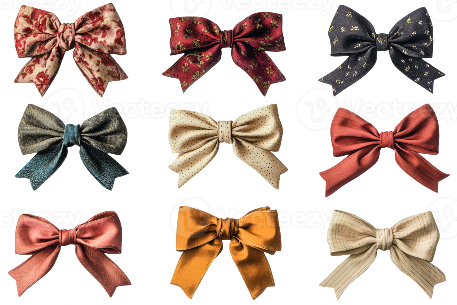 Collection of decorative bows in various styles png