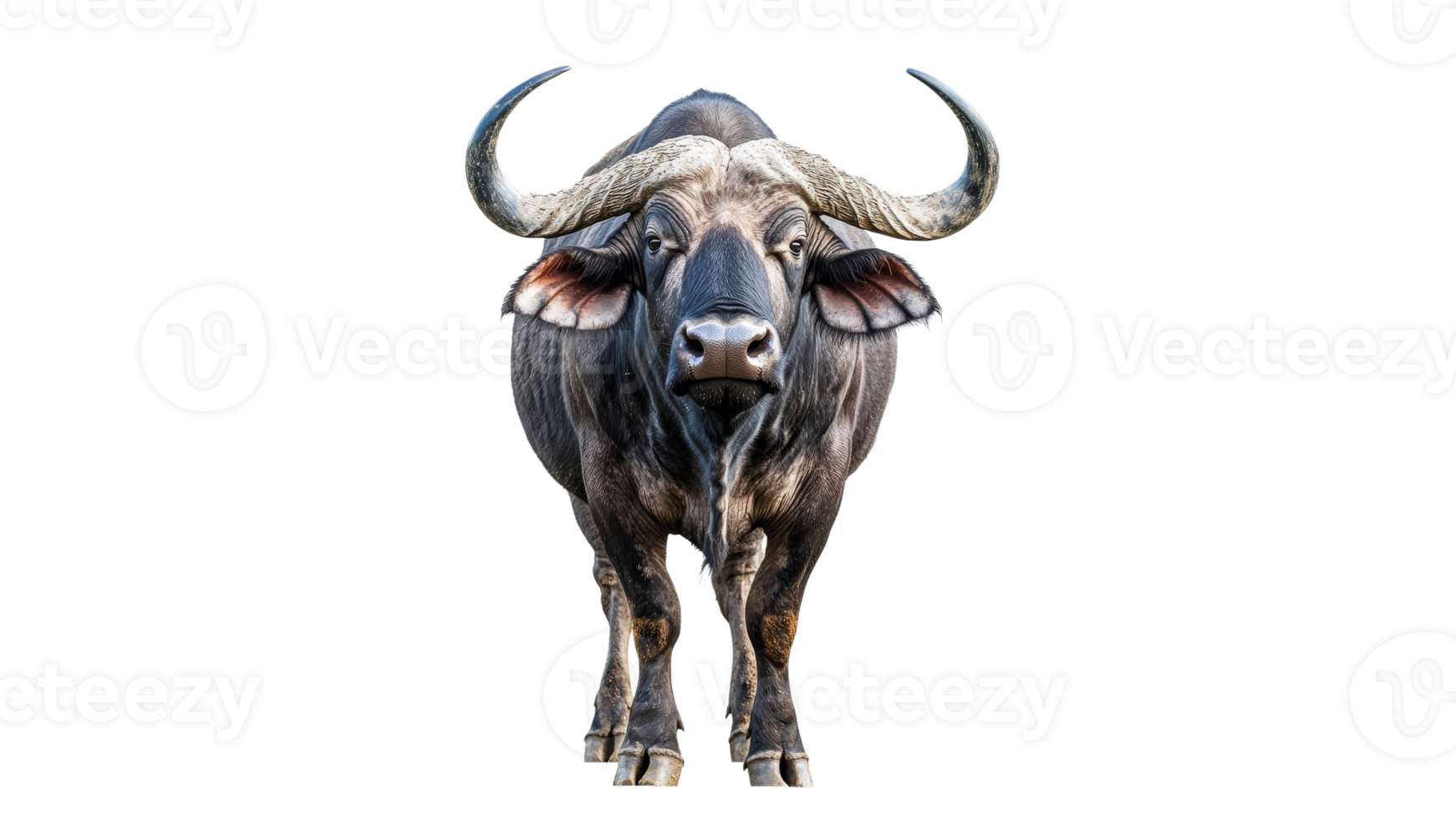 African buffalo grazing peacefully in open field png
