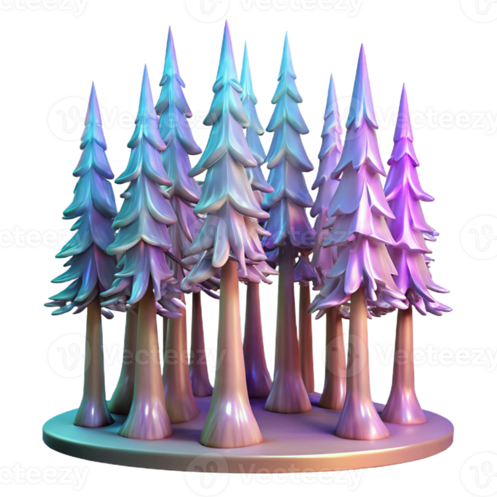 wonderful minimalist Holographic Redwood Forest Isolated with Tall Trees professional png
