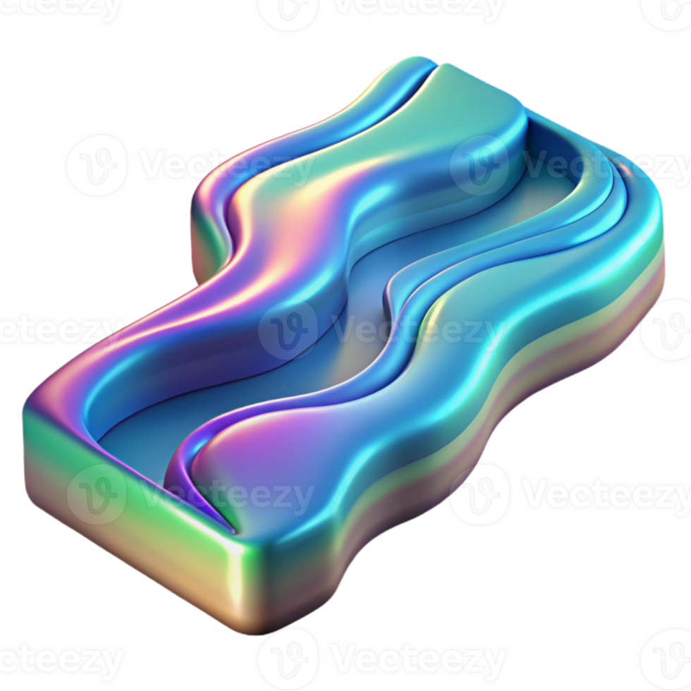 serene minimalist Holographic River Cutout with Flowing Water high resolution png