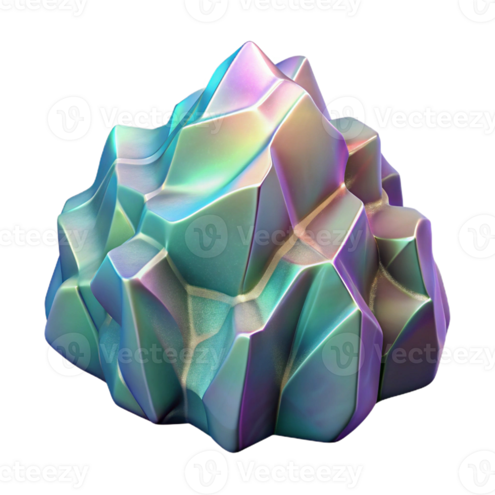 serene minimalist Holographic Rock Formation Cutout with Jagged Edges high quality png