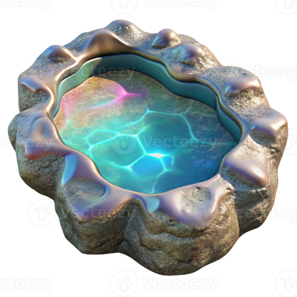 wonderful artistic Holographic Rock Pool Cutout with Clear Water original png