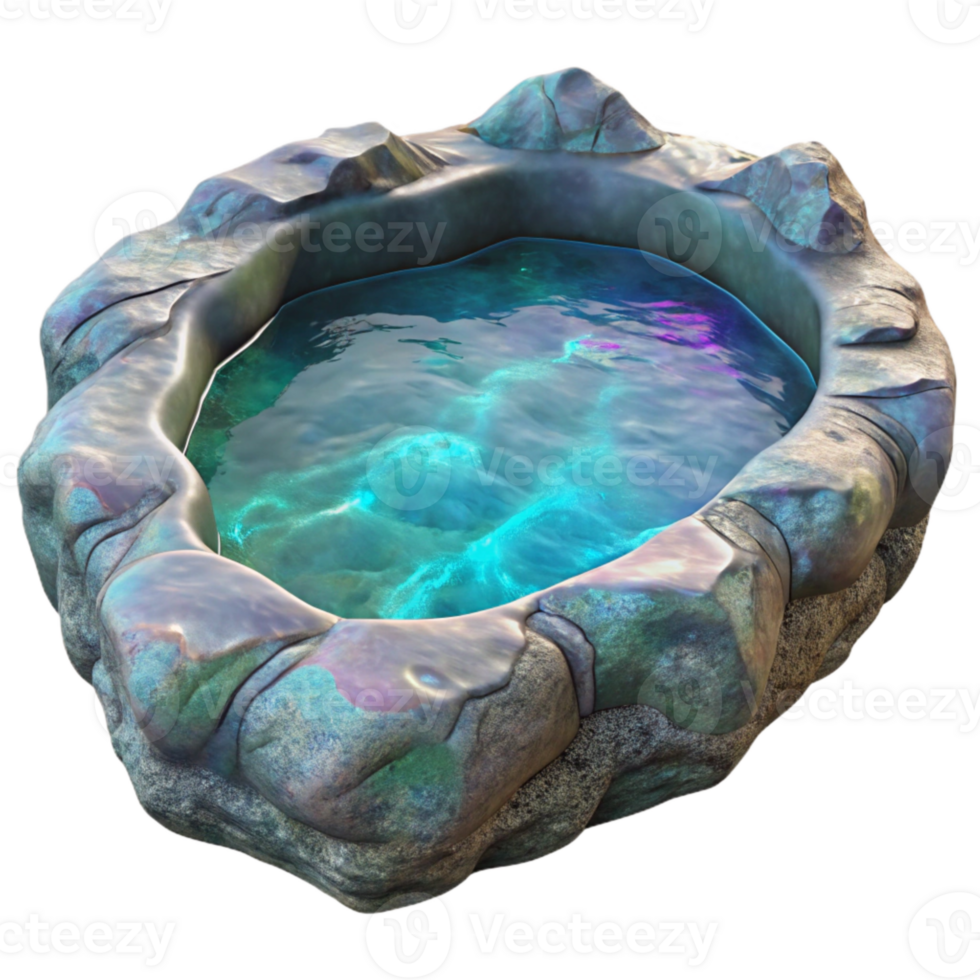 stunning minimalist Holographic Rock Pool Cutout with Clear Water premium png