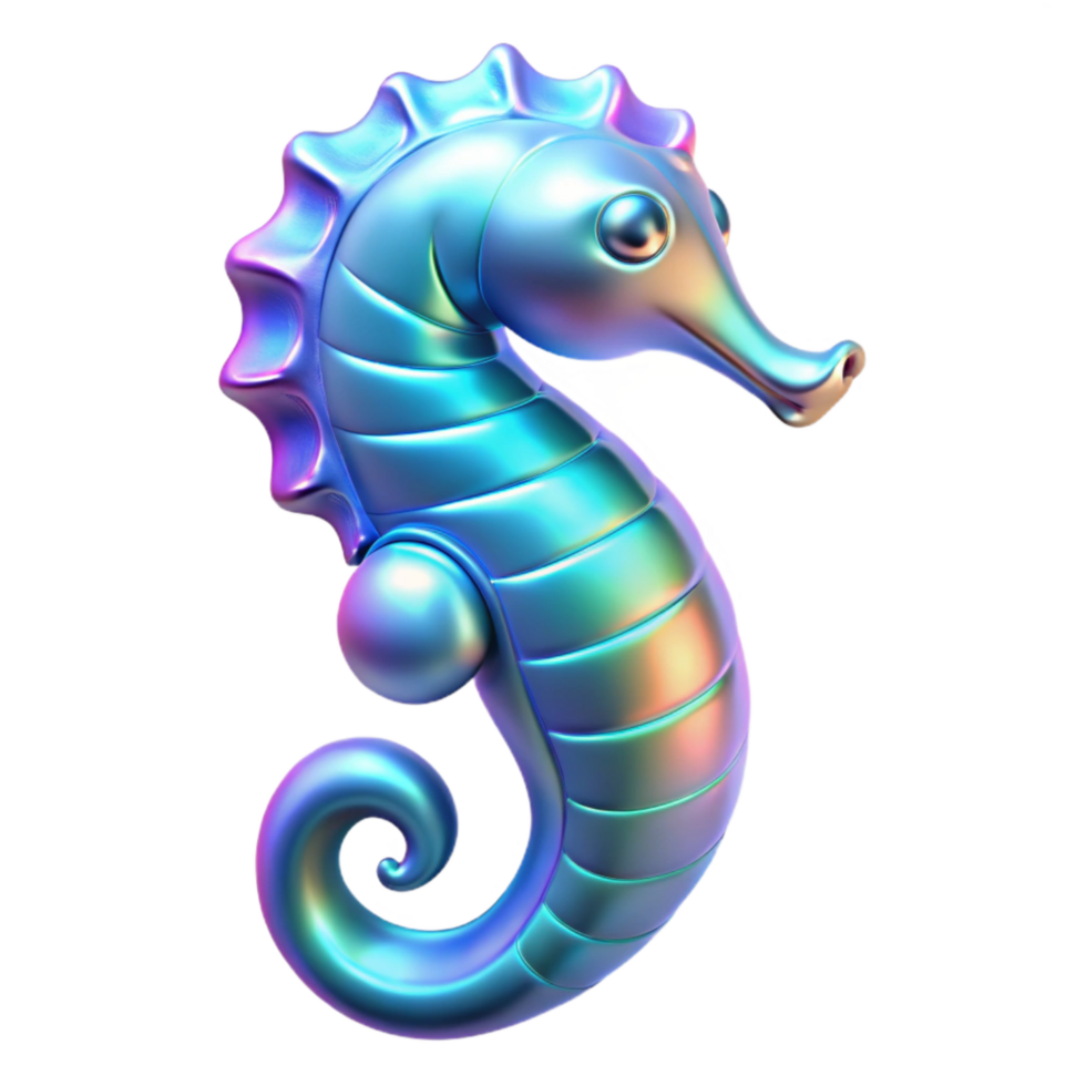 wonderful rustic Holographic Seahorse Cutout with Curled Tail exclusive png