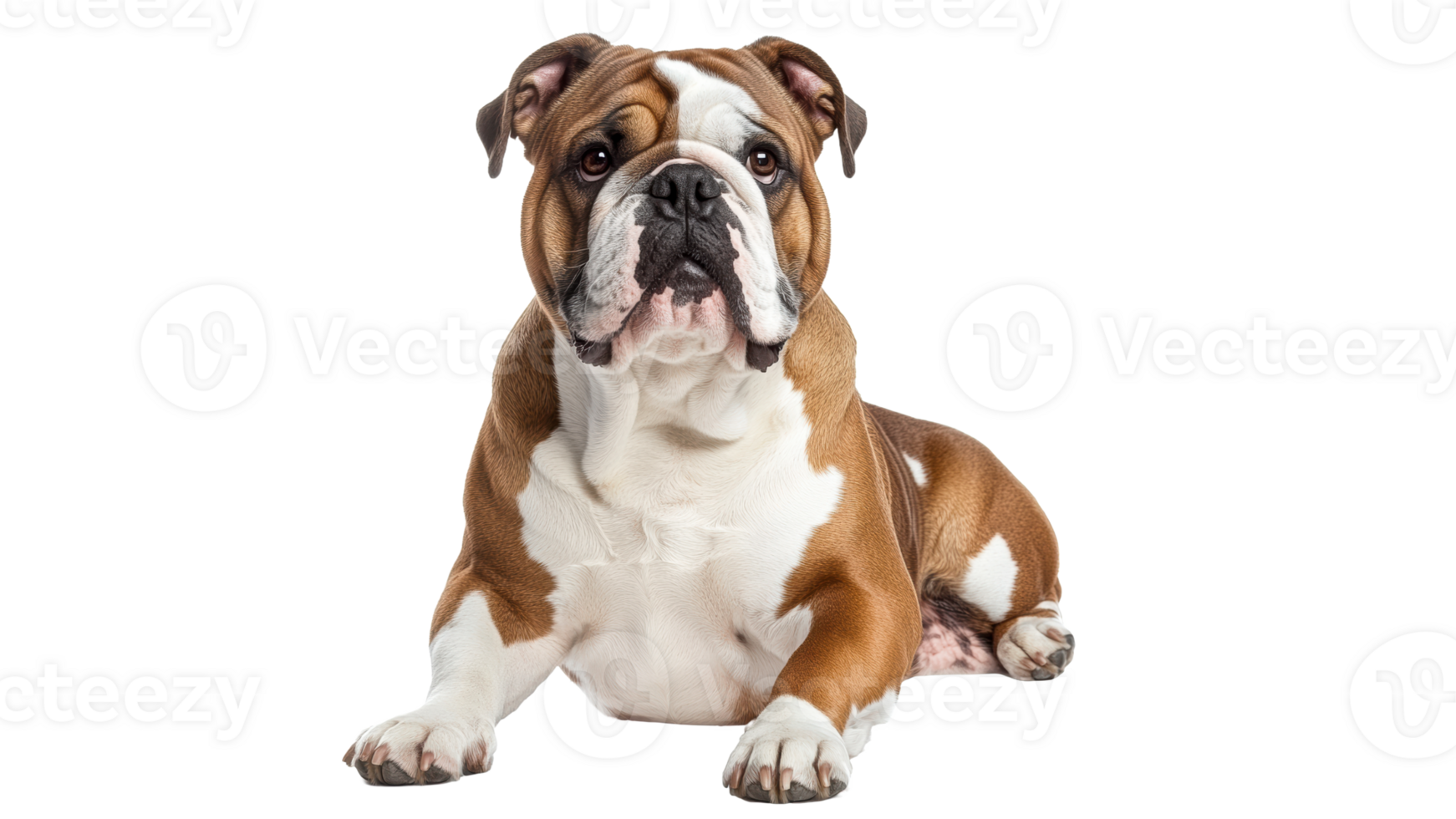 Bulldog relaxing on a white background in studio png