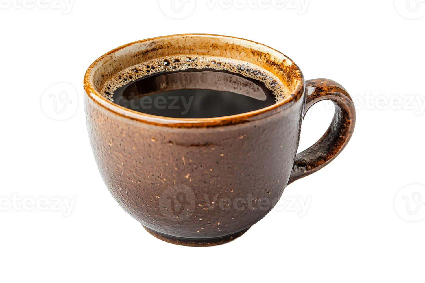 Freshly brewed coffee in a rustic mug png