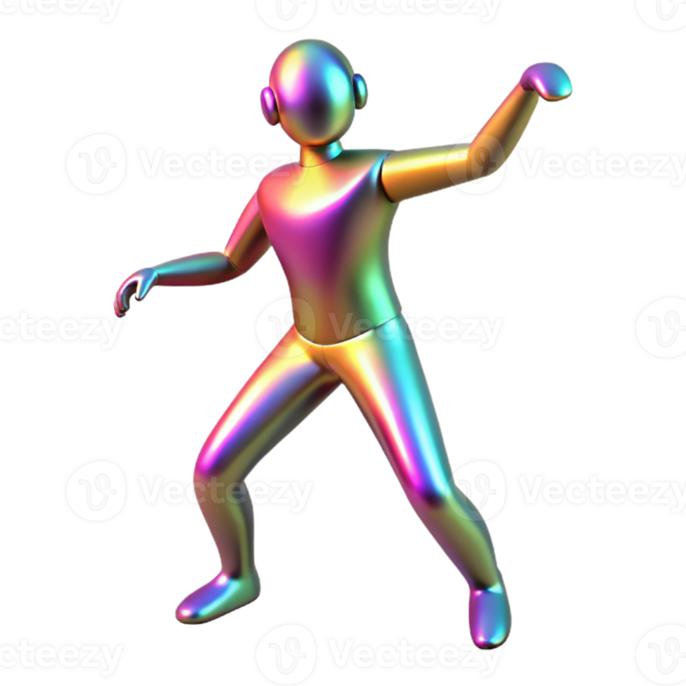 elegant modern Holographic Stage Performance Dancing Figure Isolated png