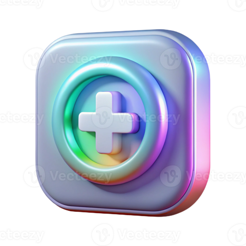 wonderful contemporary Holographic Support System App Icon Transparent Background Wellness Symbol high quality png