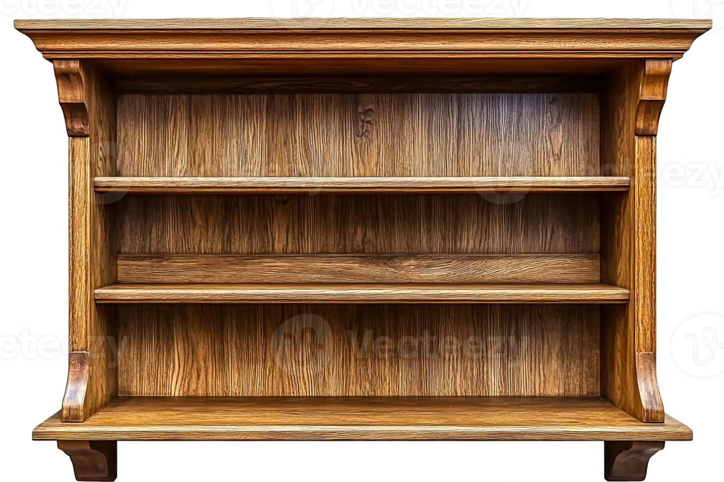 Wooden shelf with 3 roomy compartments png