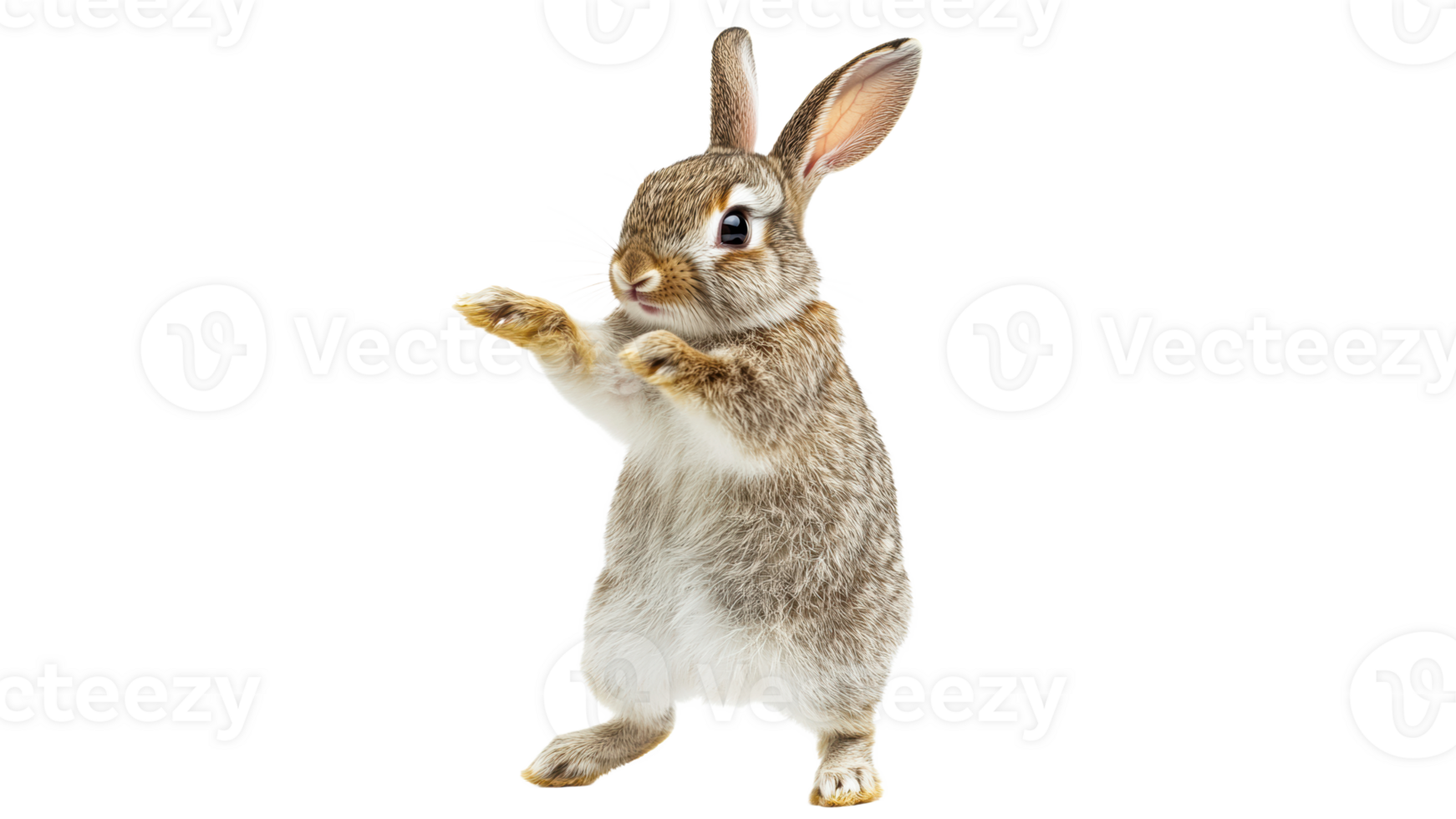 Rabbit standing on hind legs with curiosity png