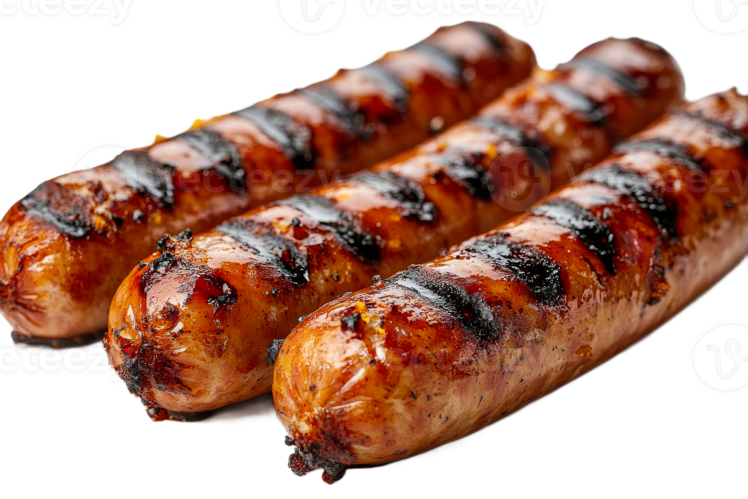 Grilled sausages on white background during summer png