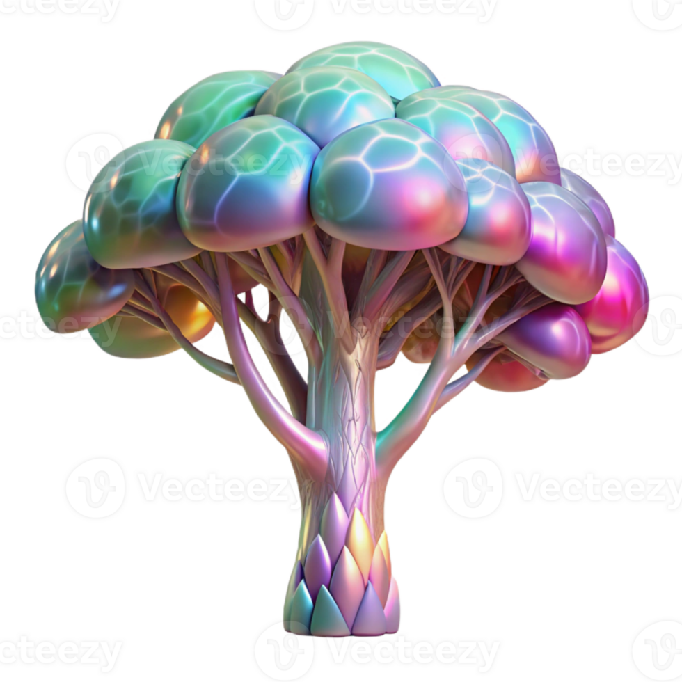 dramatic modern Holographic Tree Canopy Cutout with Dense Foliage original png