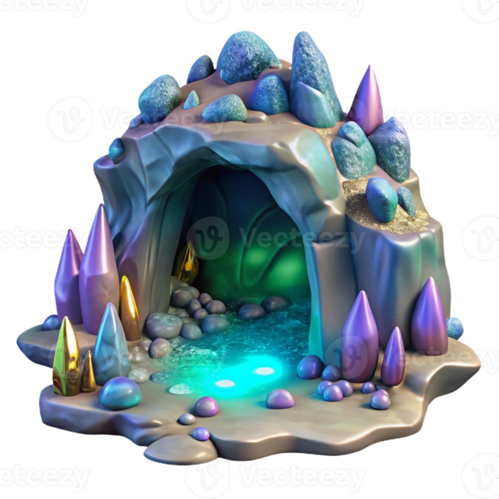 extraordinary minimalist Holographic Underwater Cave Isolated with Rock Formation high quality png