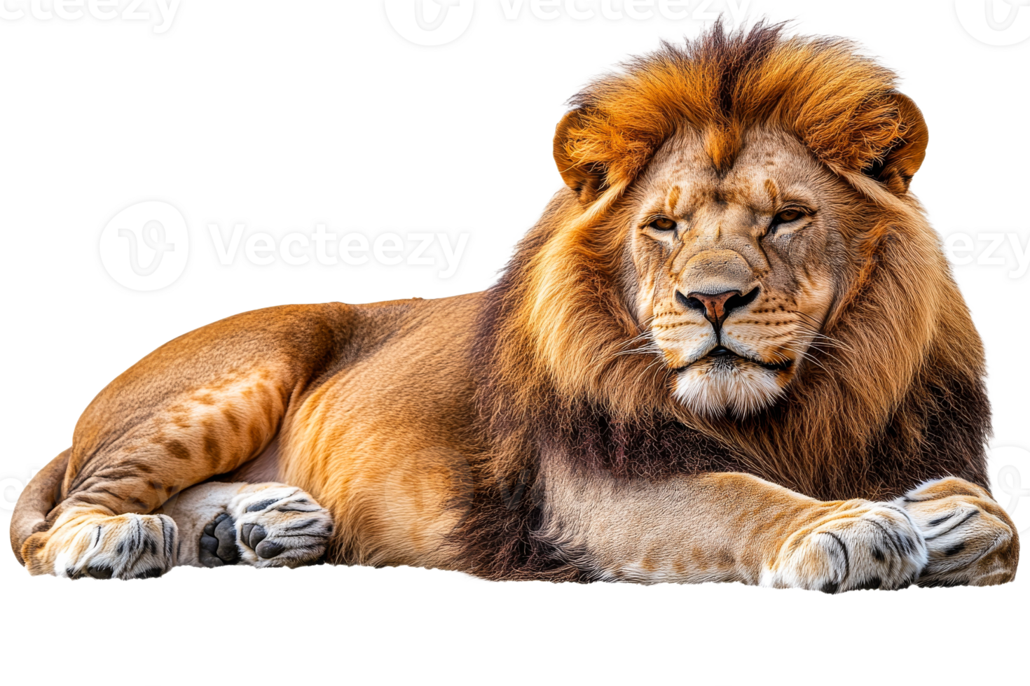 Majestic lion resting in a serene pose transparent background png