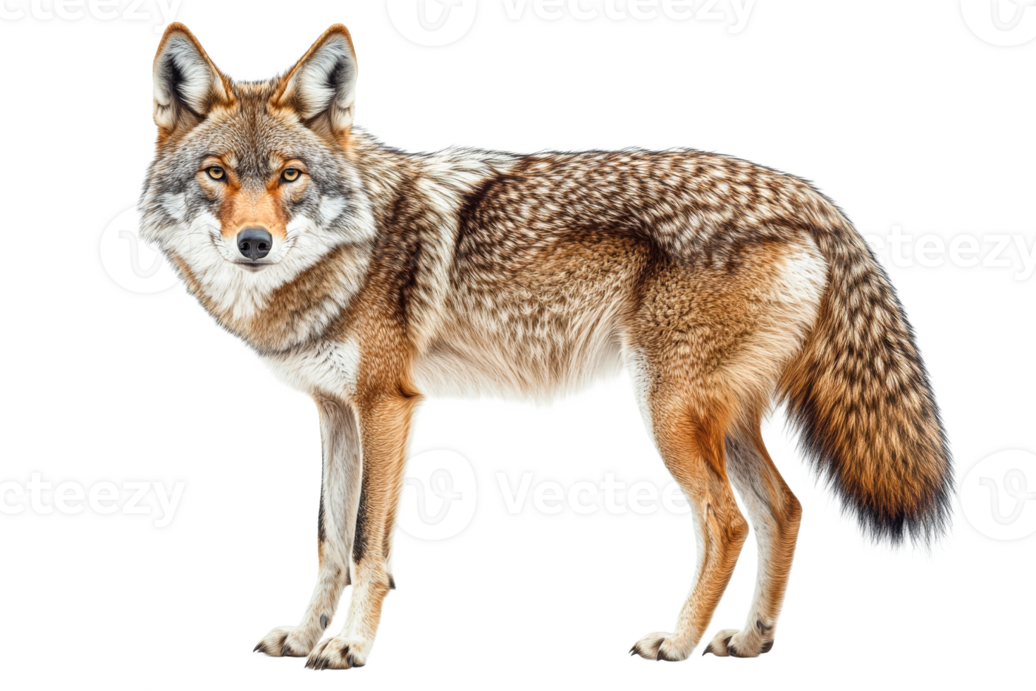Coyote standing alert in a natural posture png