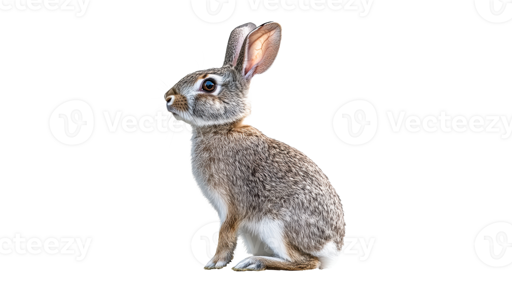 Rabbit in profile on white background png